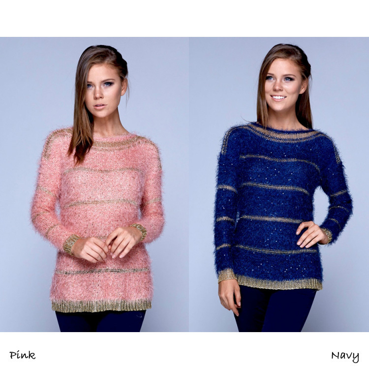 Knit Sweater With Sequins - S (4-6), Pink