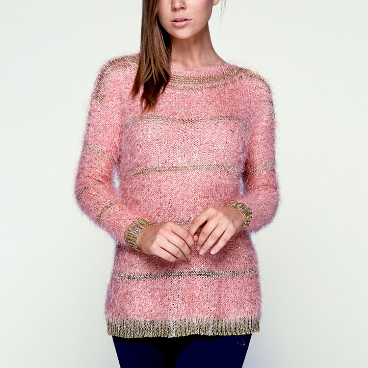 Knit Sweater With Sequins - S (4-6), Pink