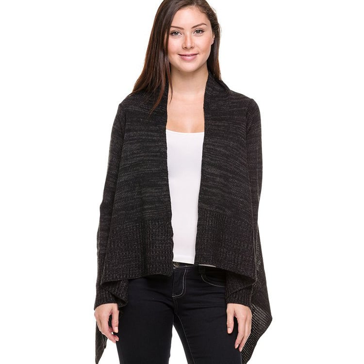 TWO-TONED Knit Lightweight Cardigan - Large (10-12), Charcoal
