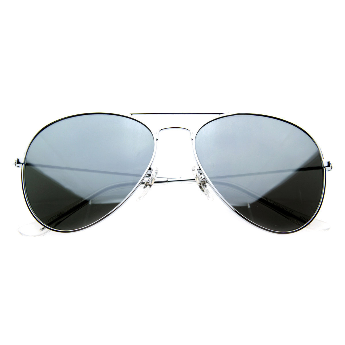 Mirrored Aviators Silver Metal Aviator Sunglasses - 1476