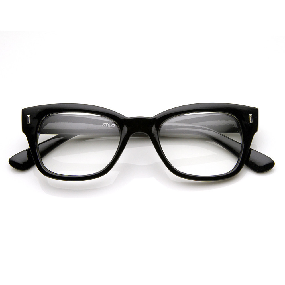 Bold Thick Rimmed Oval Clear Lens Horned Rim Glasses - 8791 - Tortoise