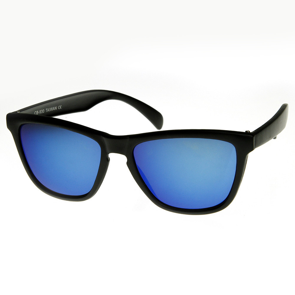 Action Sports Color Mirror Lens Modified Horned Rim Sunglasses - 8647 - Black Ice