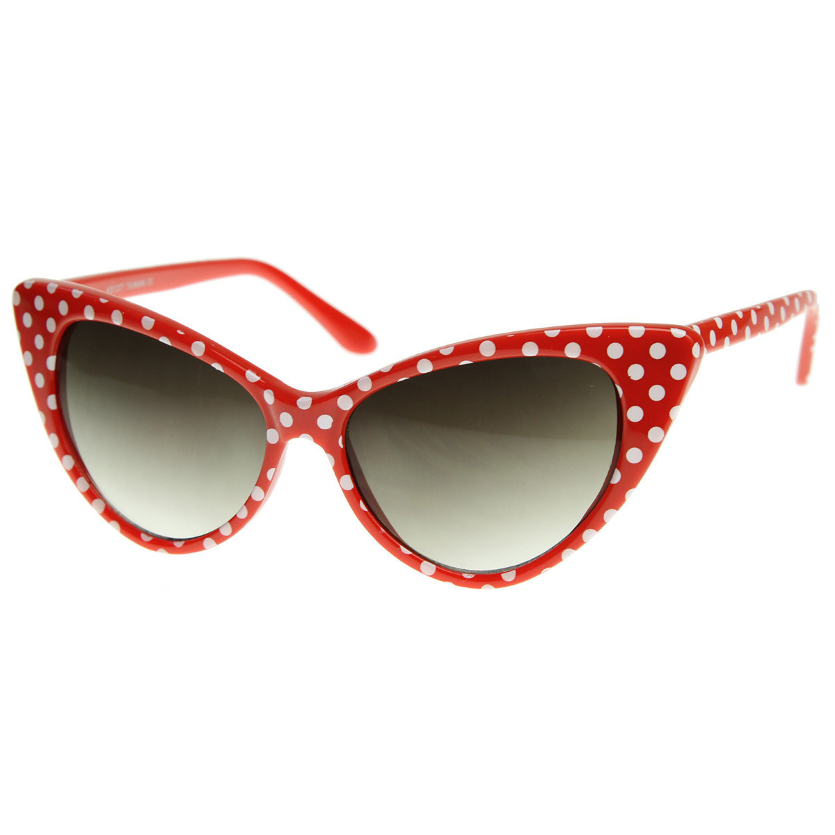 Polka Dot Cat Eye Womens Mod Fashion Super Cat Sunglasses - 8498 - Pink White-Dots