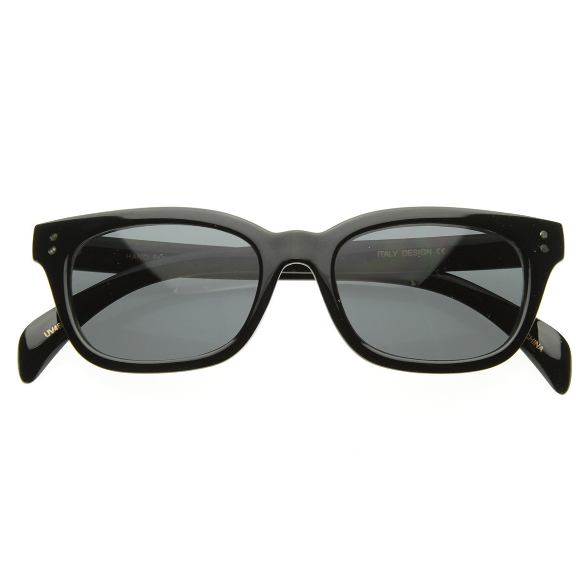 New Vintage Bold Premium ZeroUV Quality Small Oval Horned Rim Sunglasses - 8367 - Black