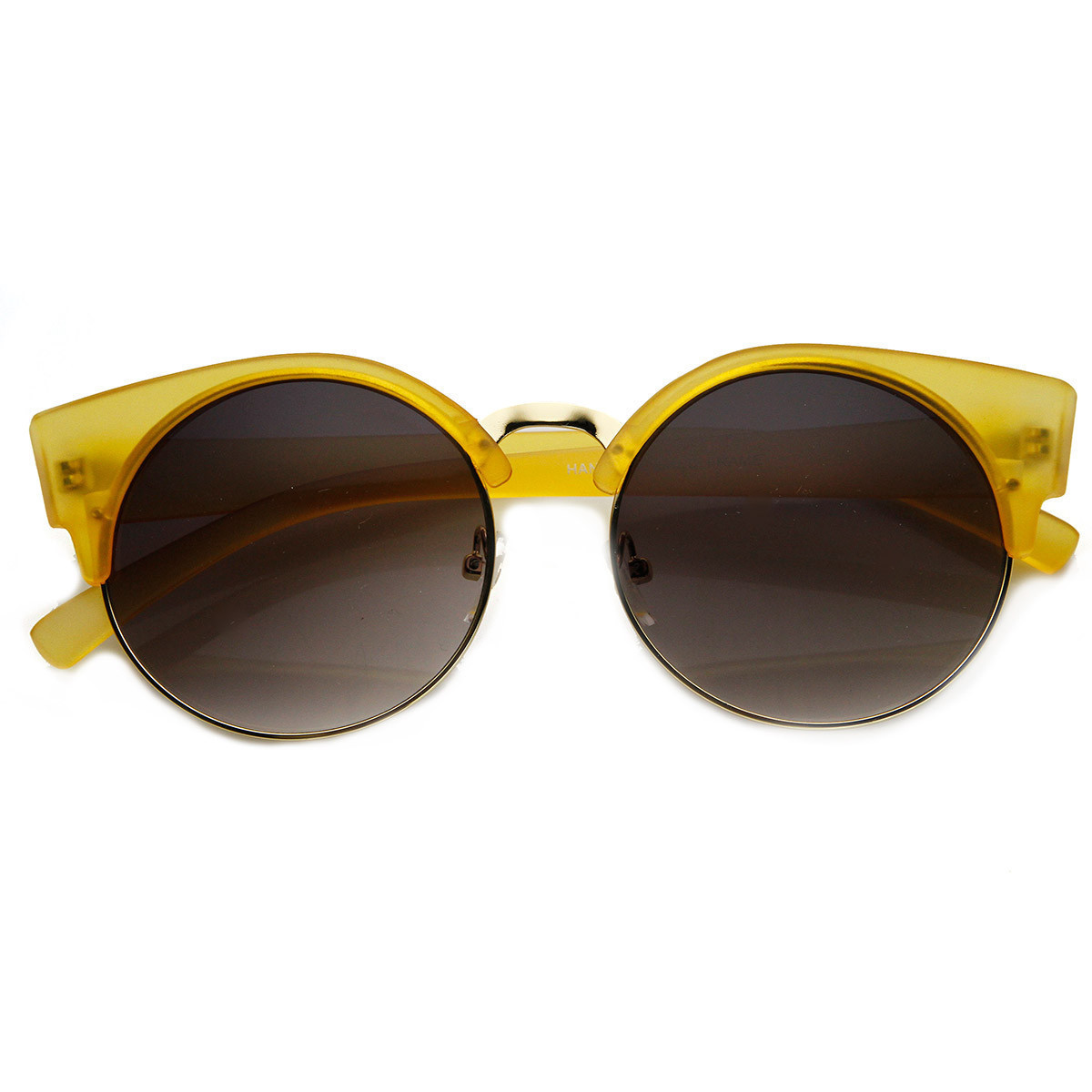 Chic Half Frame Semi-Rimless Round Cat Eye Sunglasses - 9200