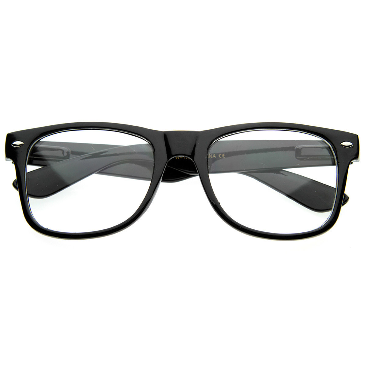 Standard Retro Clear Lens Nerd Geek Assorted Color Horned Rim Glasses - 2873 - Black