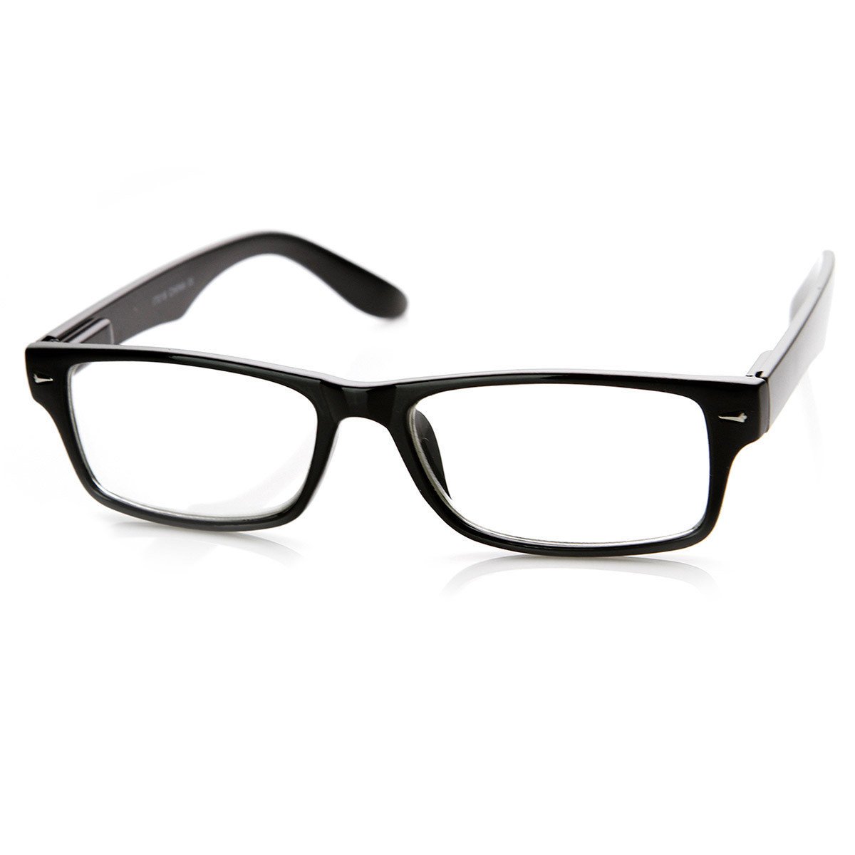 Casual Fashion Horned Rim Rectangular Frame Clear Lens Eye Glasses - 8715 - 2-Pack