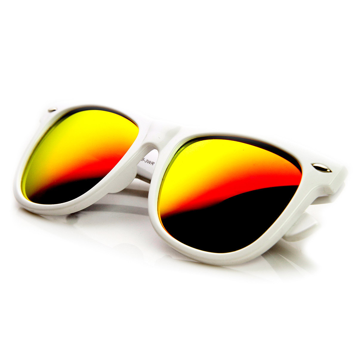 Oversized Mod White Frame Flash Mirror Lens Horned Rim Sunglasses - 8079 - White Sun