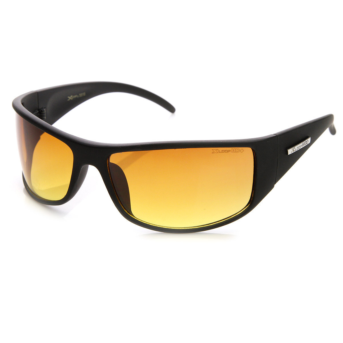 Large Rectangular HD Driving Lens Sports Wrap Sunglasses - 8667 - Black-Brown Fade