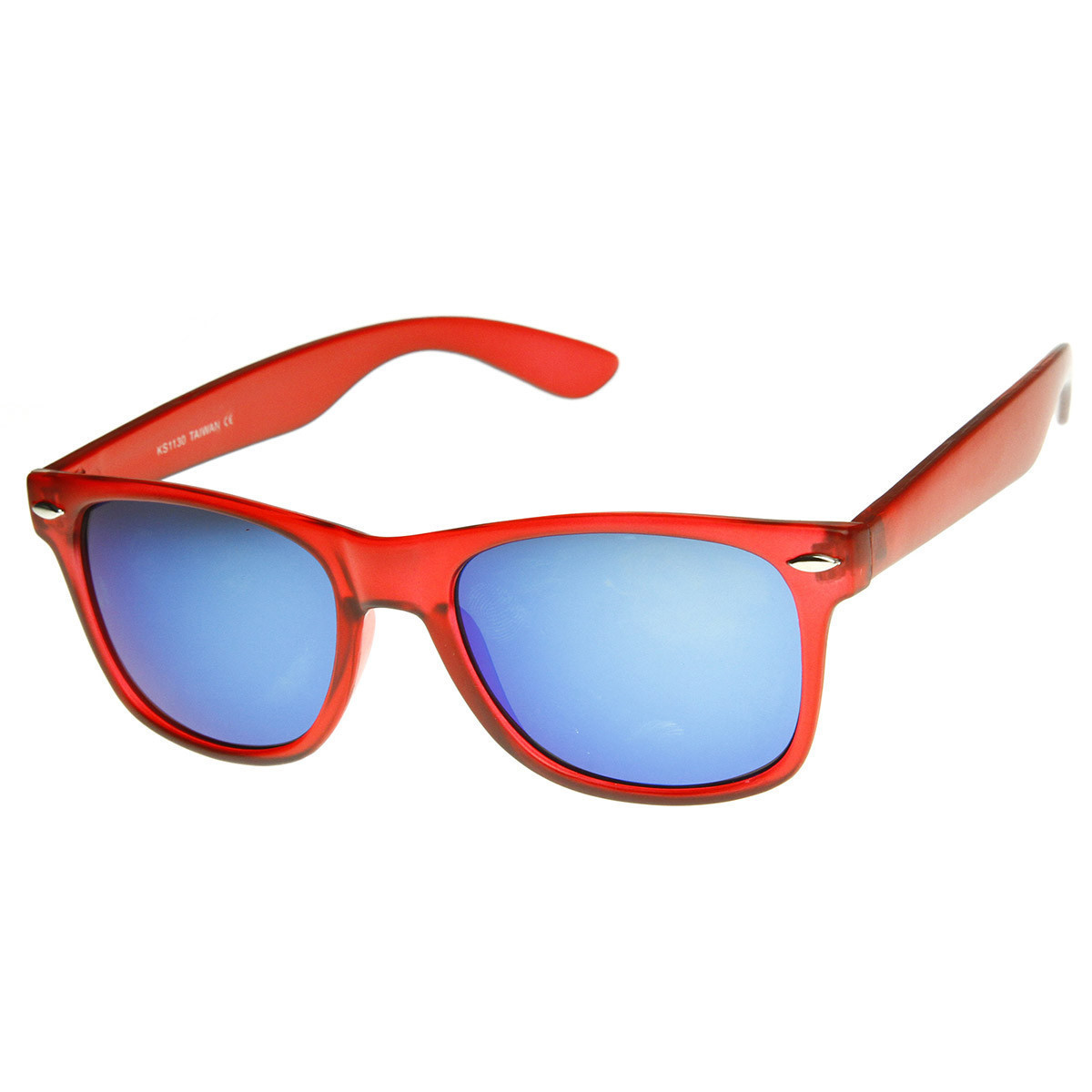 Neon Frosted Frame Relfective Color Mirror Lens Horned Rim Sunglasses - 8651 - Orange Sunset
