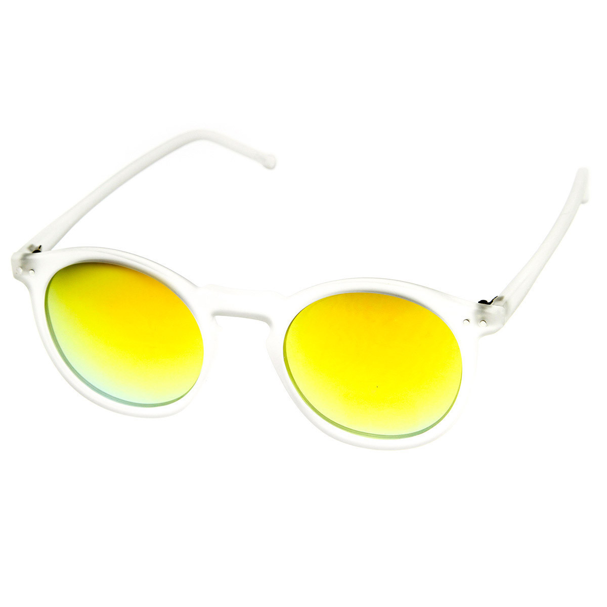 Retro Fashion P3 Frame Color Lens Round Horned Rim Sunglasses - 8932 - Pink/ Purple