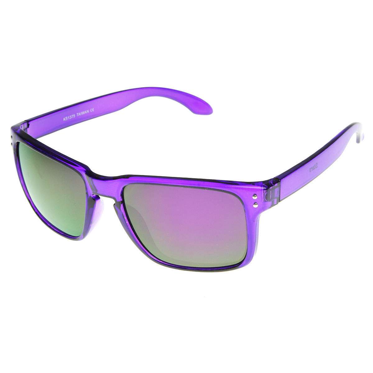 Action Sport Translucent Flash Mirror Horned Rim Sunglasses - 8684 - Red