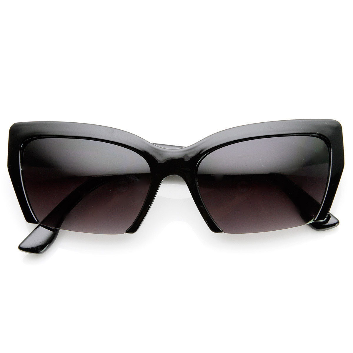 Womens Mod Fashion Semi-Rimless Cat Eye Sunglasses - 9228 - Yellow-Tortoise