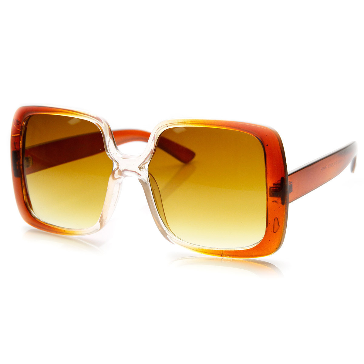 Womens Oversized Large Bold Square Fashion Sunglasses - 8390 - Orange-Fade