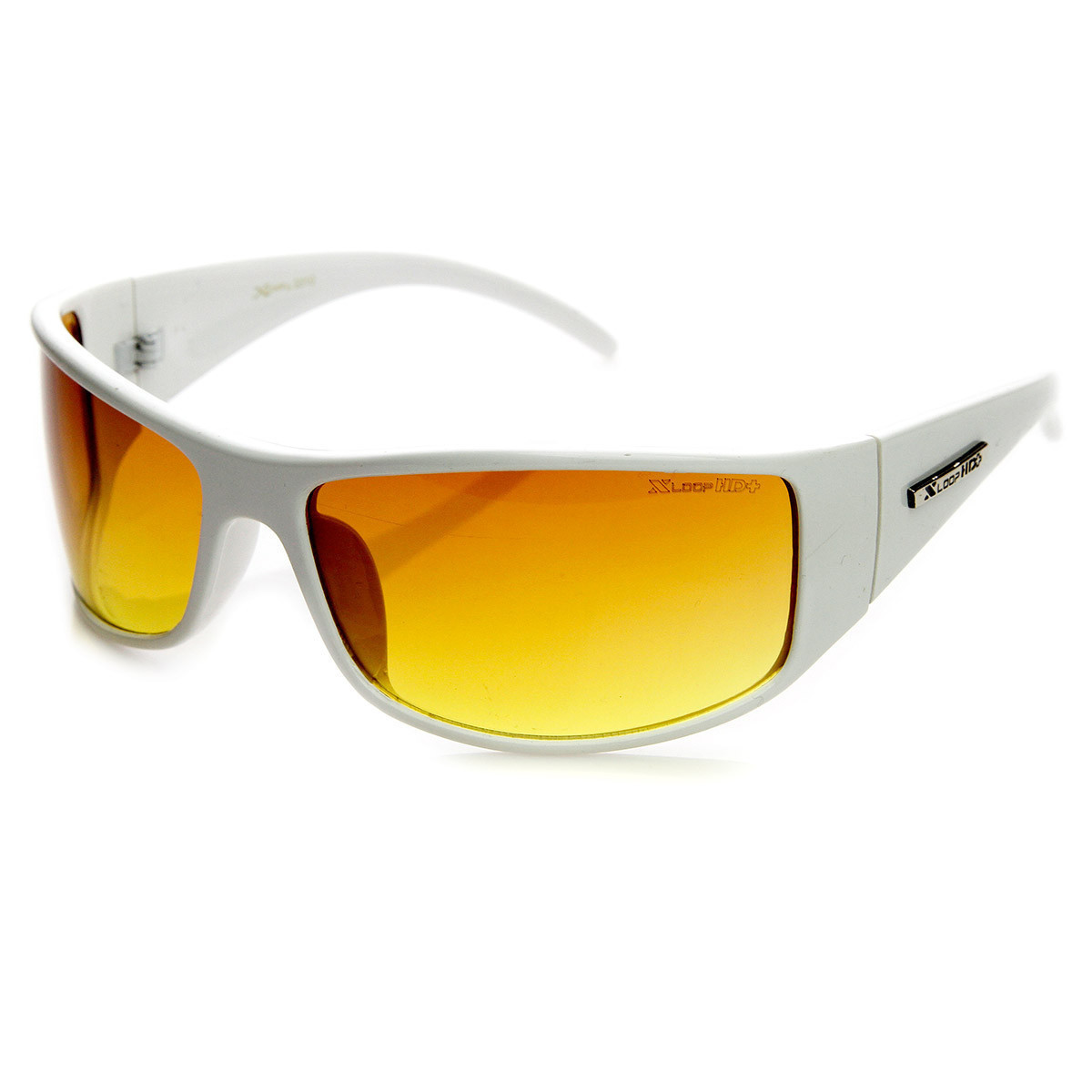 Large Rectangular HD Driving Lens Sports Wrap Sunglasses - 8667 - Black-Brown Fade