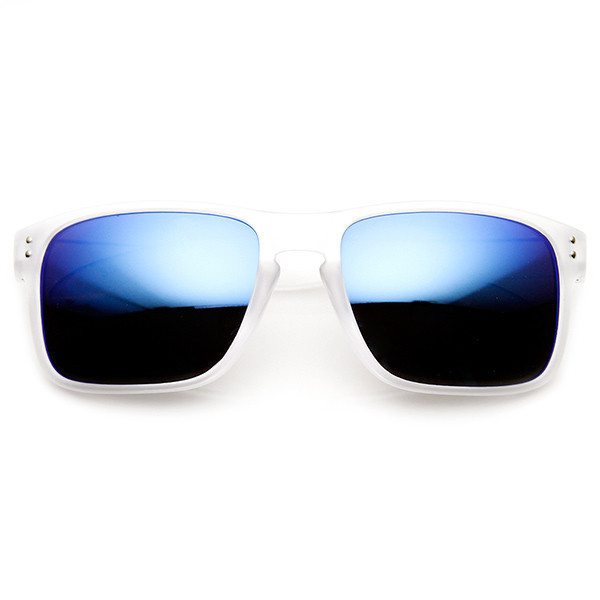 Action Sports Color Mirror Lens Frosted Horned Rim Sunglasses - 9234 - Fire