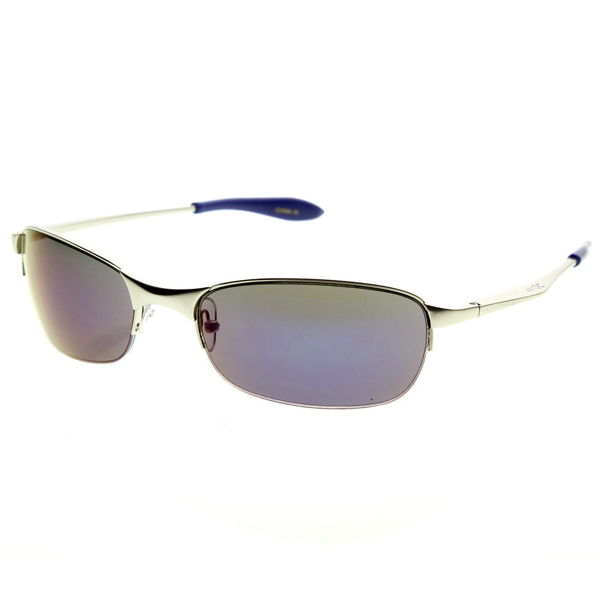 X-Loop Full Metal Sleek Semi-Rimless Oval Sports Frame Xloops Sunglasses - 8640 - Silver Ice-Mirror
