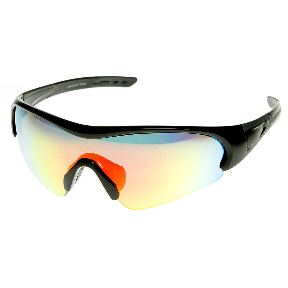 Action Sports TR90 Half Frame Flash Mirror Sports Sunglasses - 8670 - Black Fire