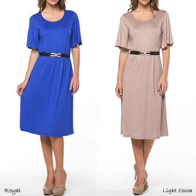 Flutter Sleeve Midi Dress - S (4-6), Royal