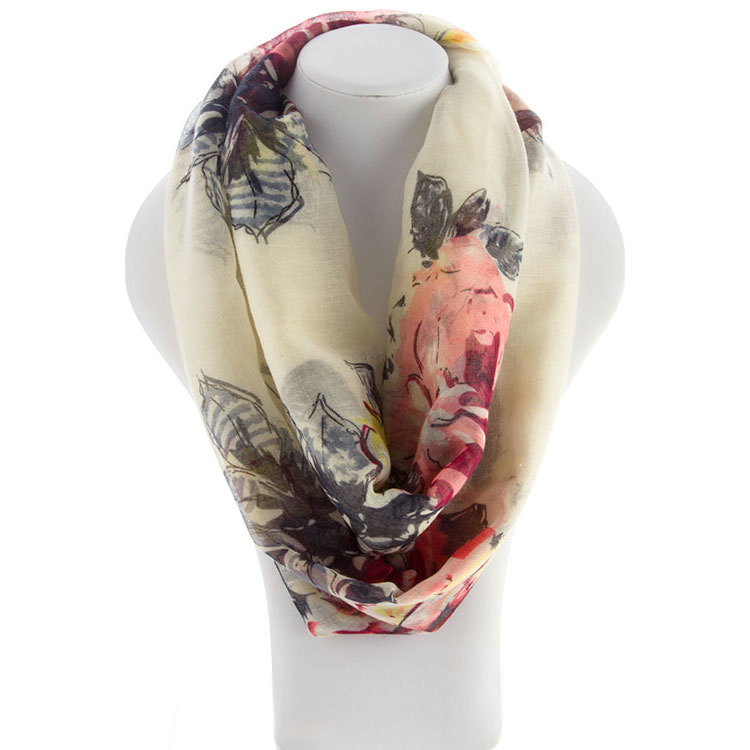 GARDEN Rose Painting Infinity Scarf - Green