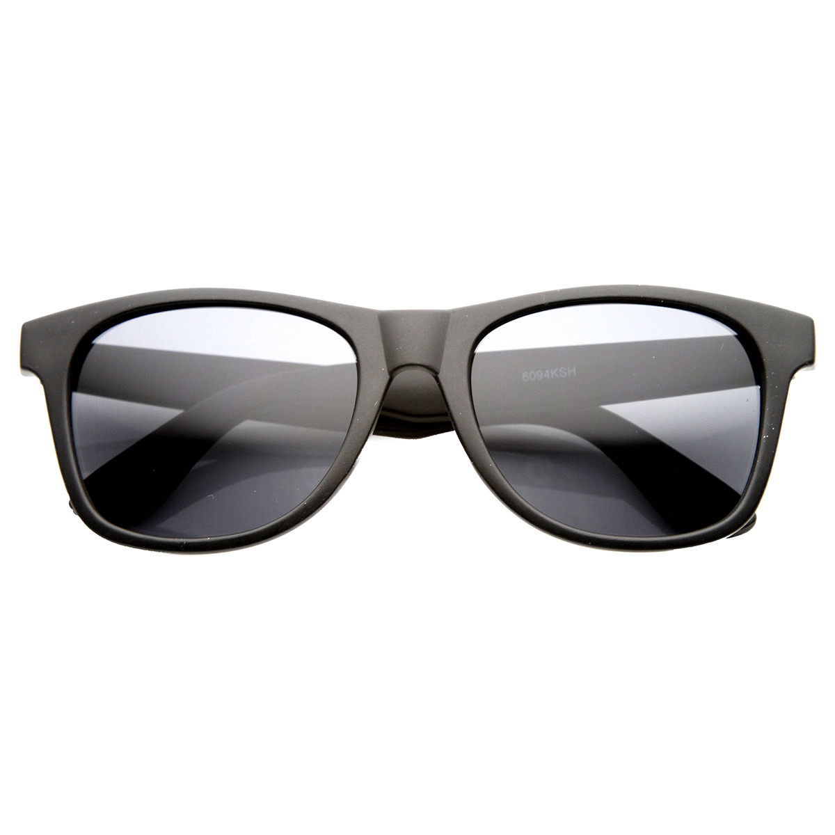 Mens Retro Classic Clean Plastic Horned Rimmed Sunglasses 9654 - Shiny-Black Smoke