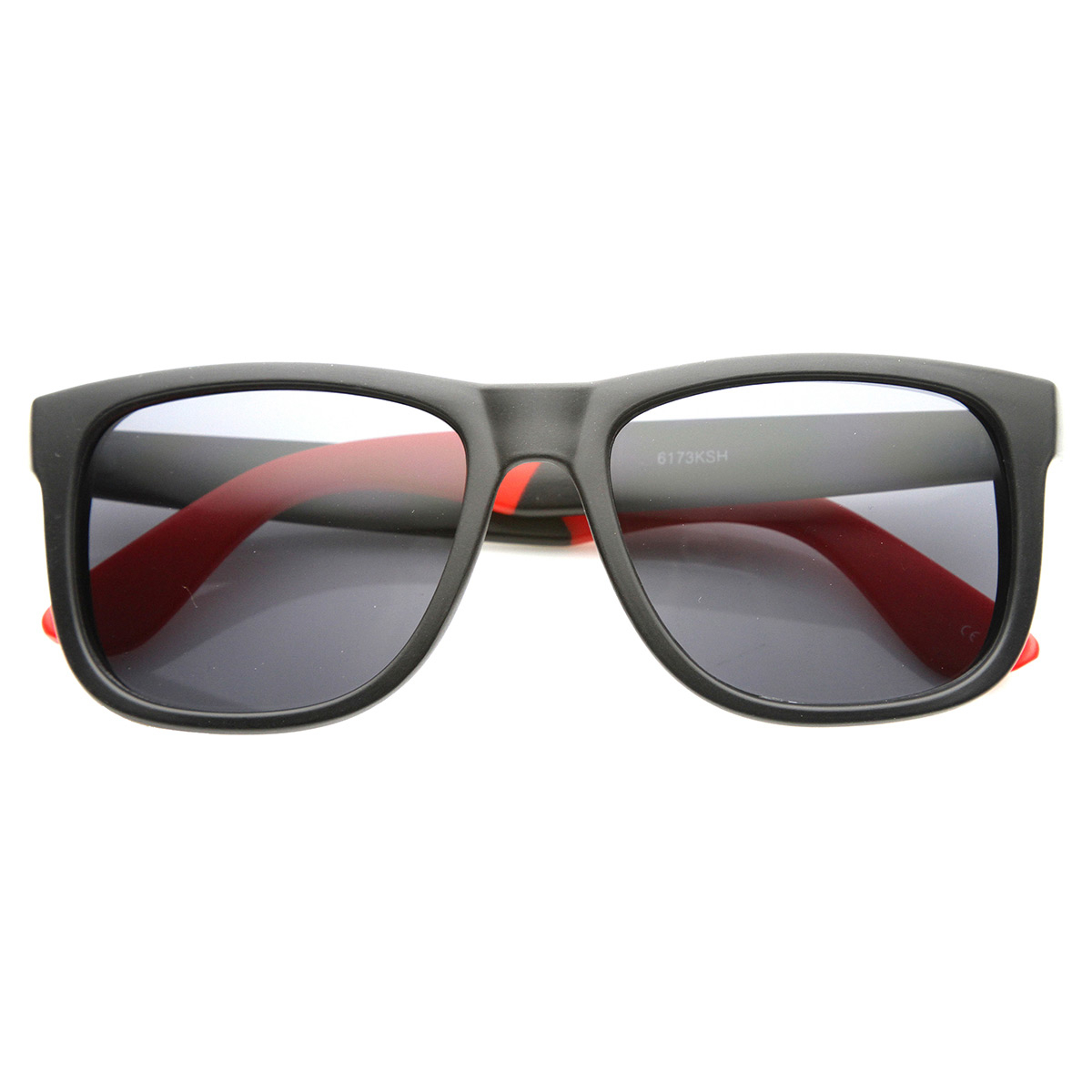 Classic Two-Tone Horn Rimmed Sunglasses 9660 - Black-Red Smoke