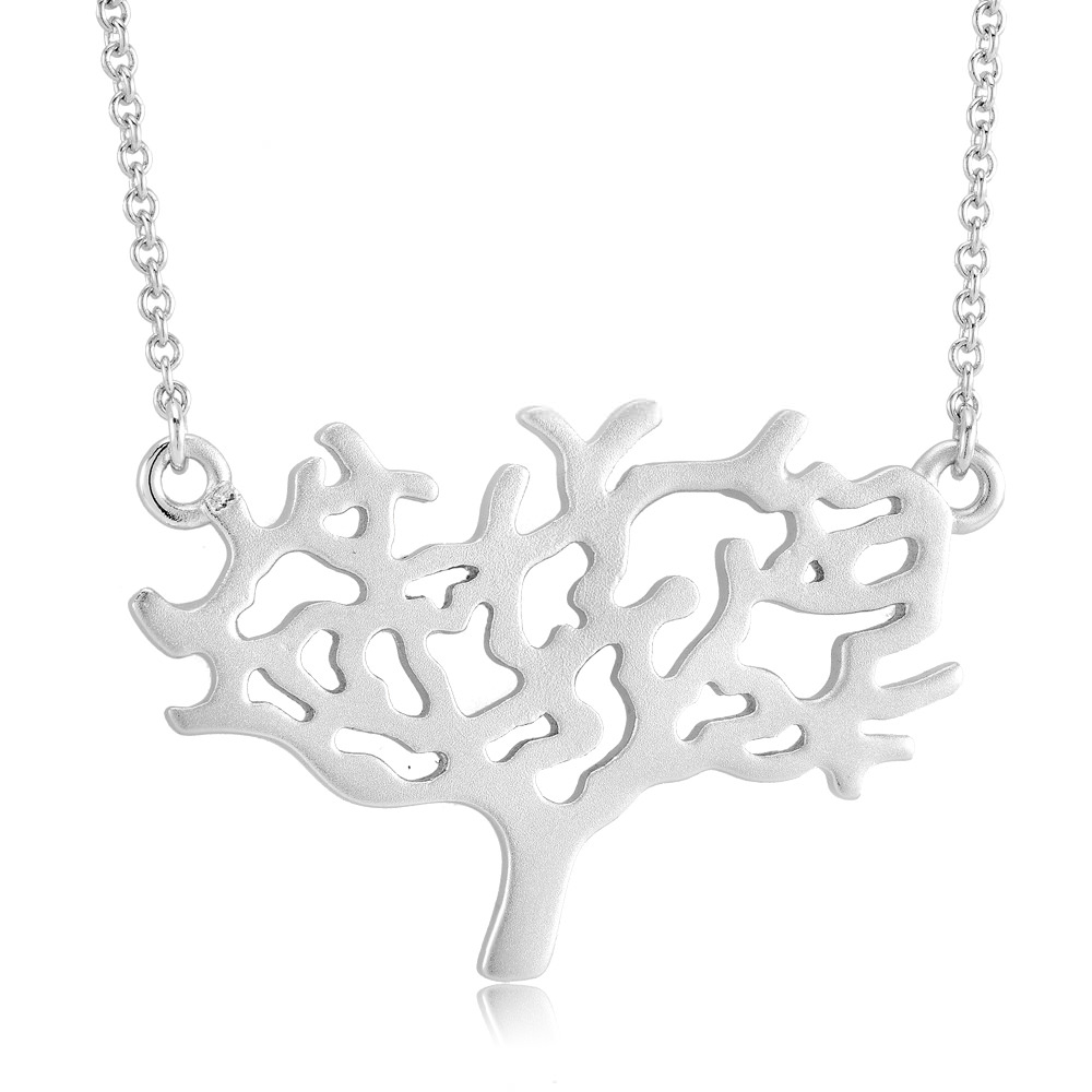 Sterling Silver Matte Finish Tree Of Life Necklace