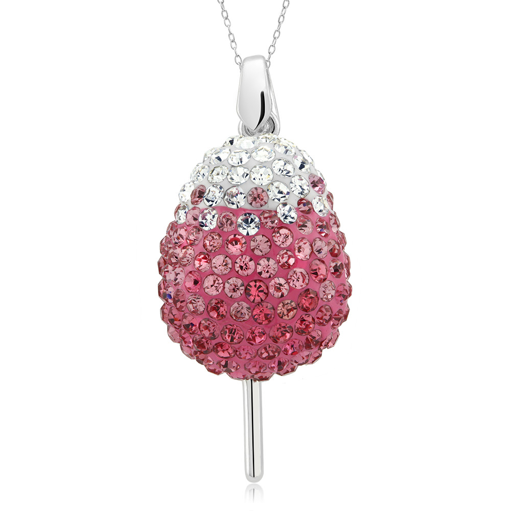 Rhodium Plated Crystal Cotton Candy Necklace