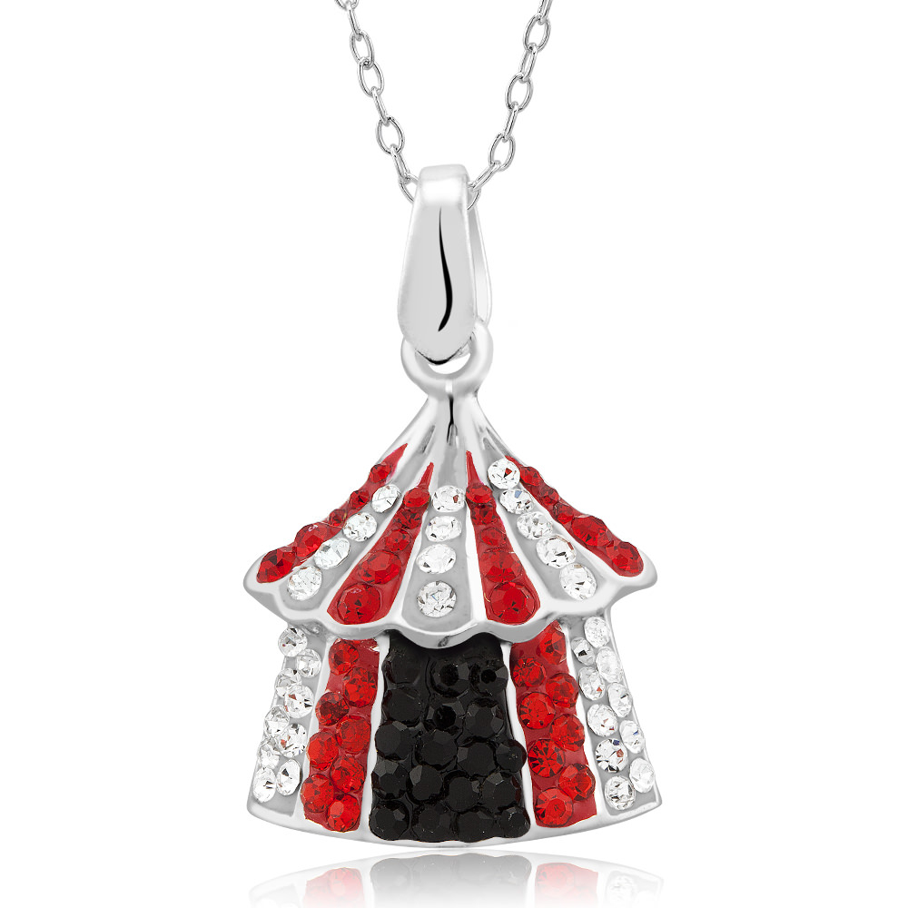 Rhodium Plated Crystal Circus Tent Necklace