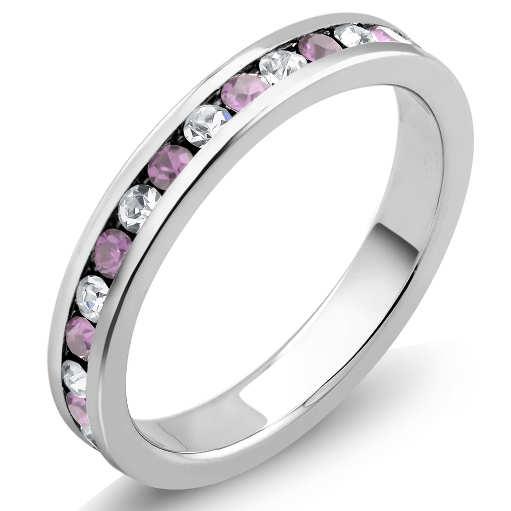 Rhodium Plated June/Alexandrite Crystal Eternity Band Sizes 6-9 Available - Size 8