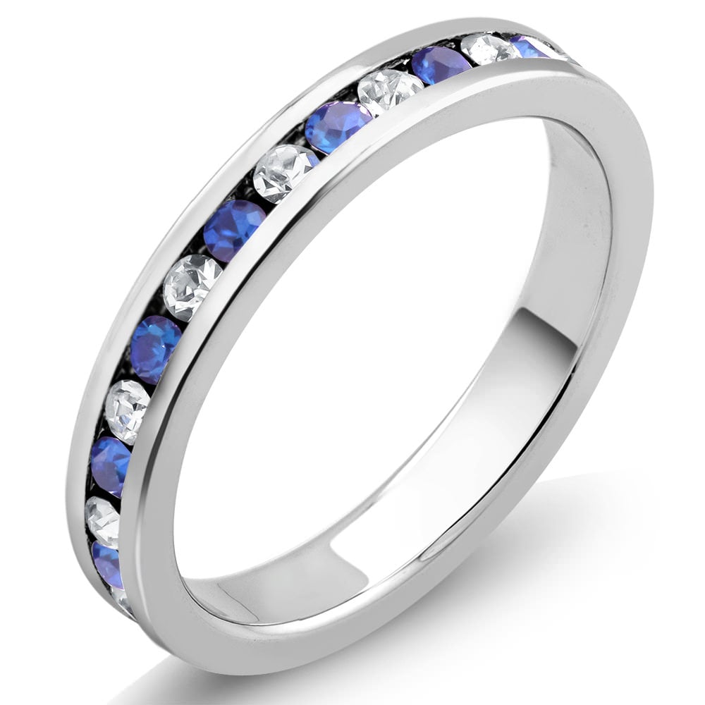 Rhodium Plated September/Sapphire Crystal Eternity Band Sizes 6-9 Available - Size 7