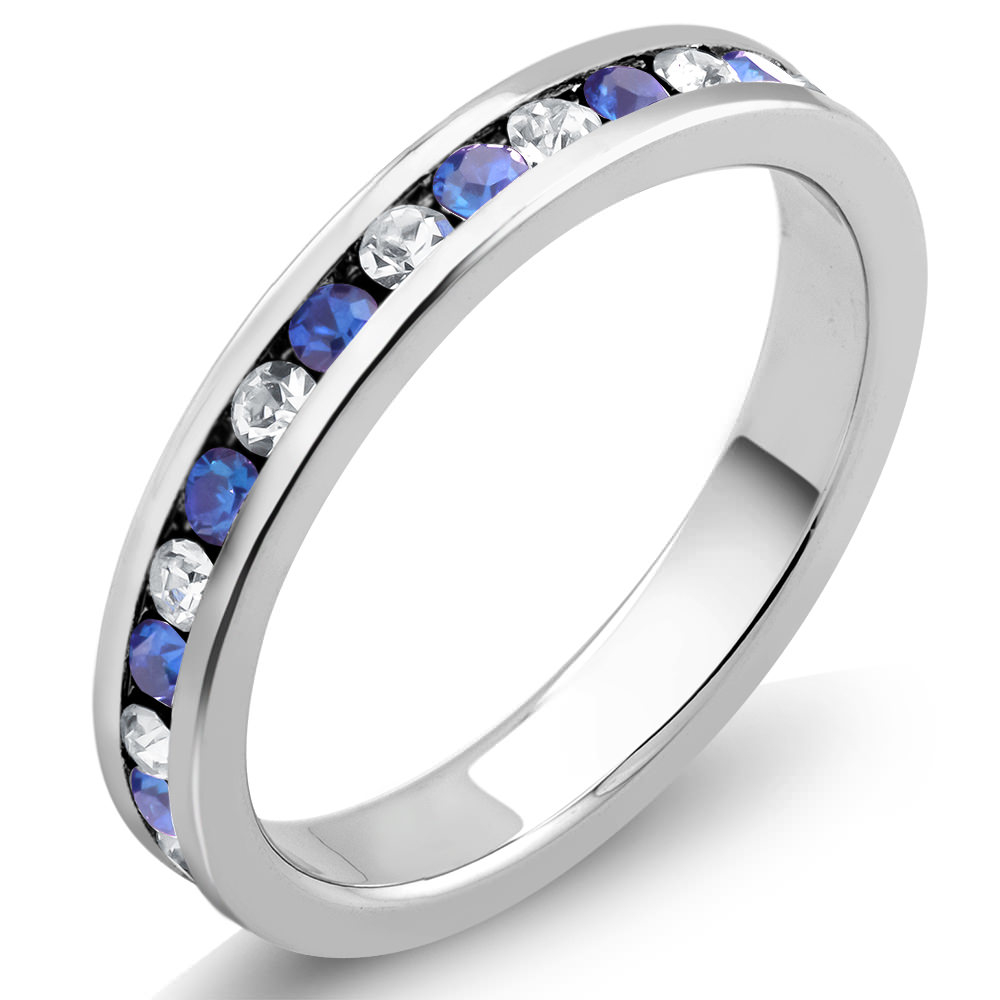 Rhodium Plated September/Sapphire Crystal Eternity Band Sizes 6-9 Available - Size 9