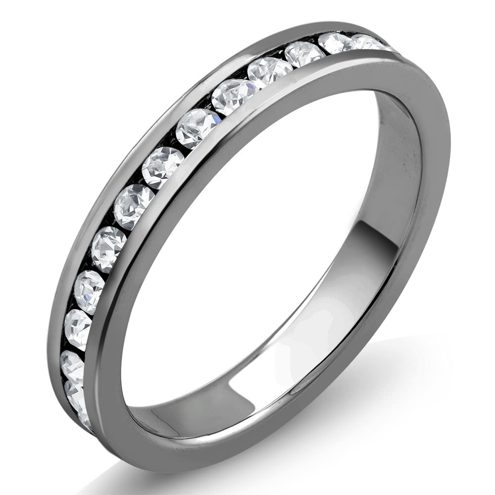 Black Rhodium Plated Crystal Eternity Band Sizes 6-9 Available - Size 9