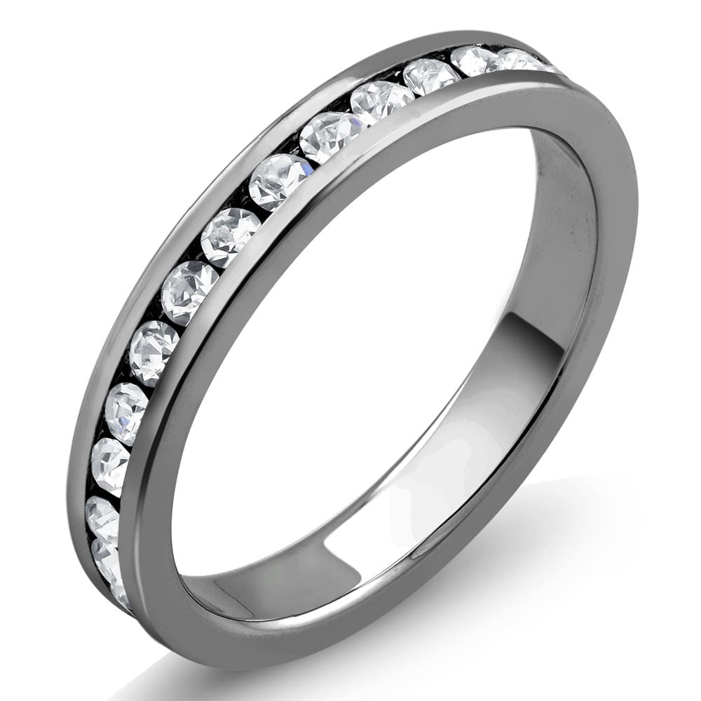 Black Rhodium Plated Crystal Eternity Band Sizes 6-9 Available - Size 7