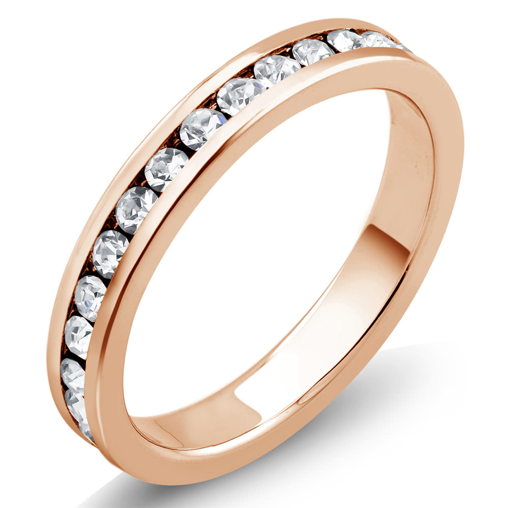 Rose Gold Plated Crystal Eternity Band Sizes 6-9 Available - Size 6