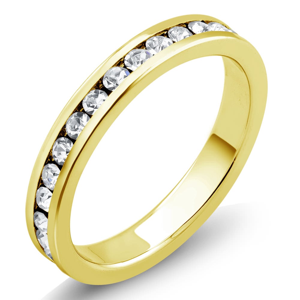 Gold Plated Crystal Eternity Band Sizes 6-9 Available - Size 6