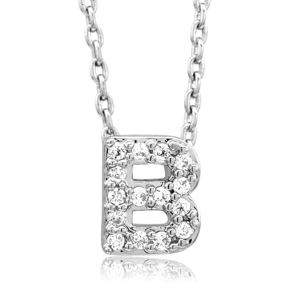 Sterling Silver Plated CZ Initial 'A' Necklace - Letter D