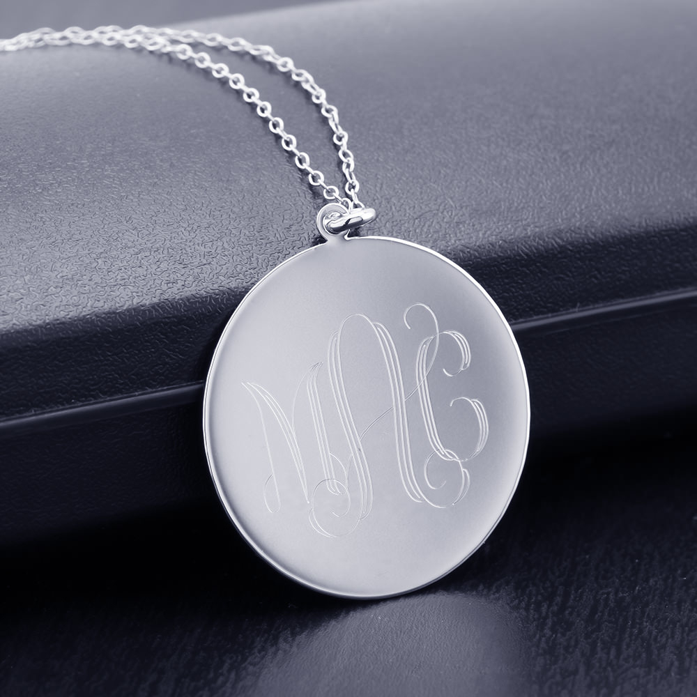18K Gold Personalized Monogram Necklace - WHITE GOLD