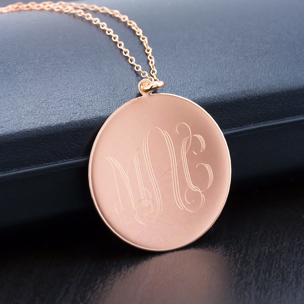 18K Gold Personalized Monogram Necklace - ROSE GOLD