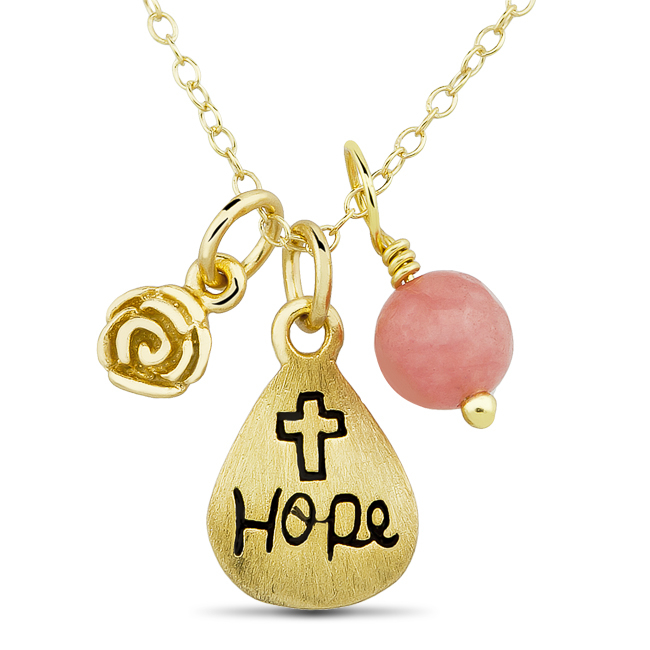 Sterling Silver Gold Plated 'Hope' Charm Necklace