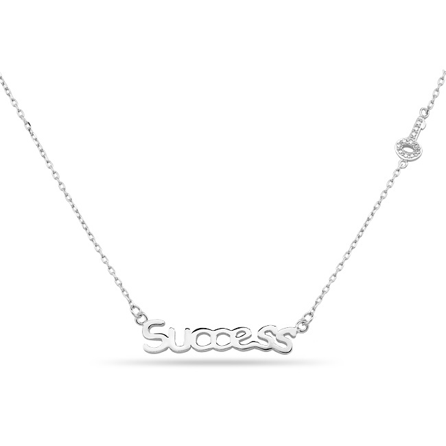 Sterling Silver CZ Key To 'Success' Necklace