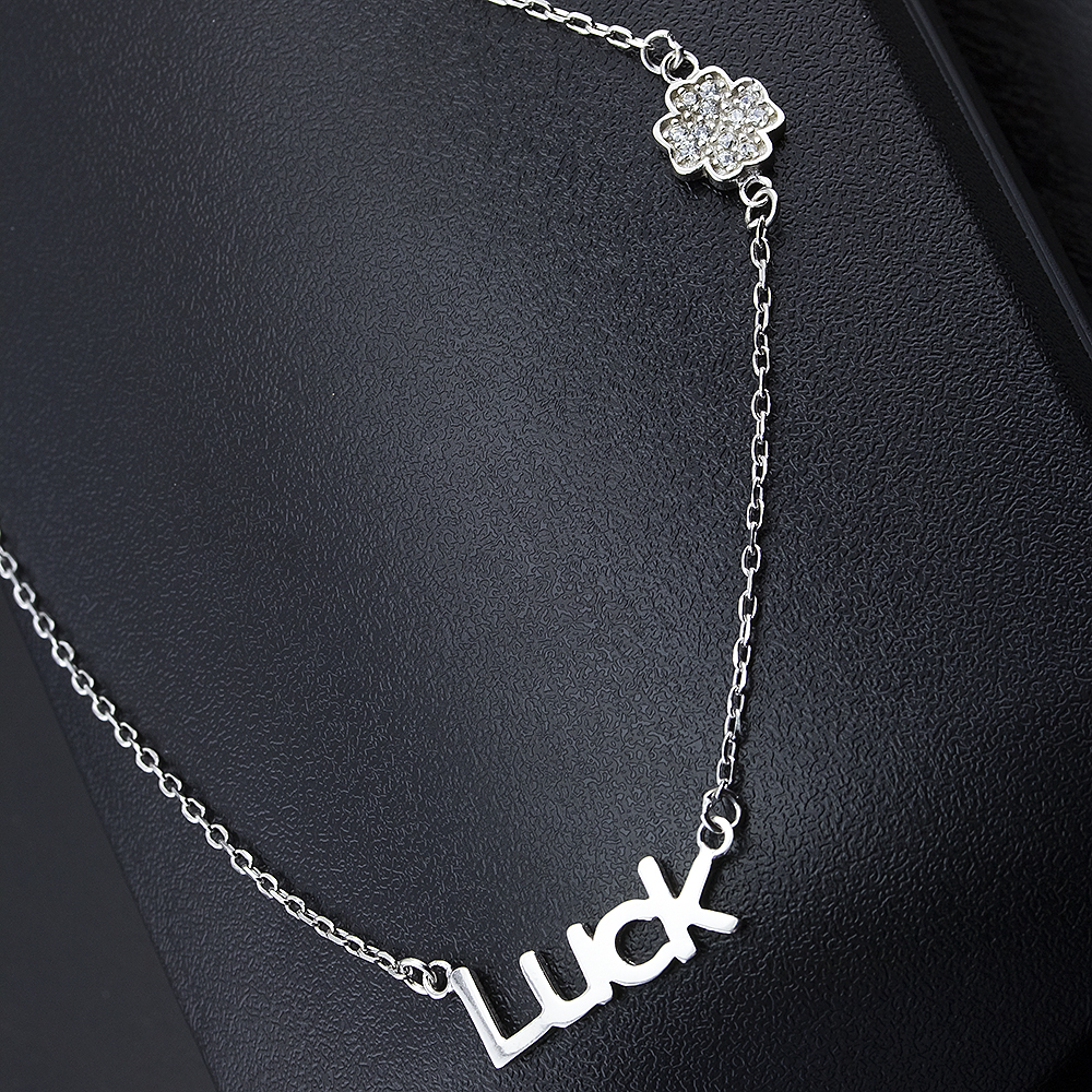 Sterling Silver CZ Clover 'Luck' Necklace