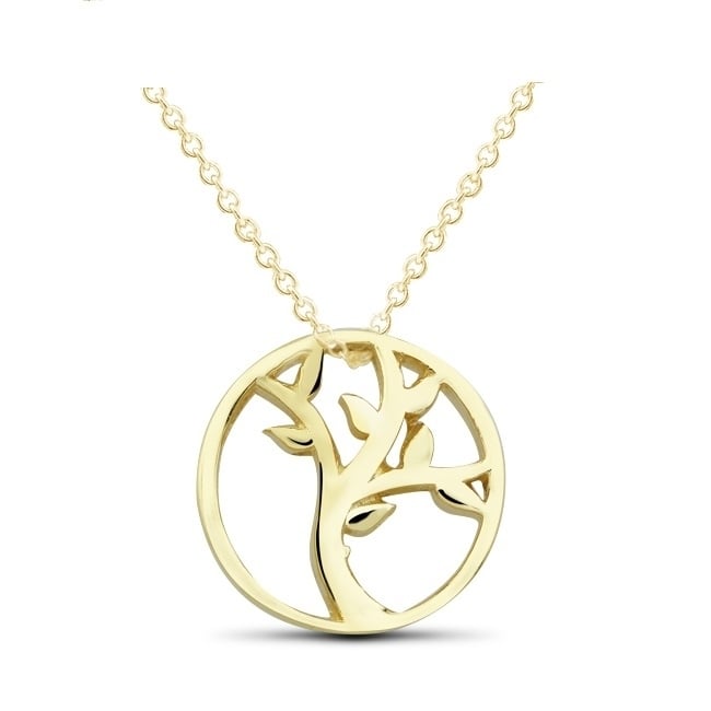 Sterling Silver Gold Plated Tree Of Life Necklace