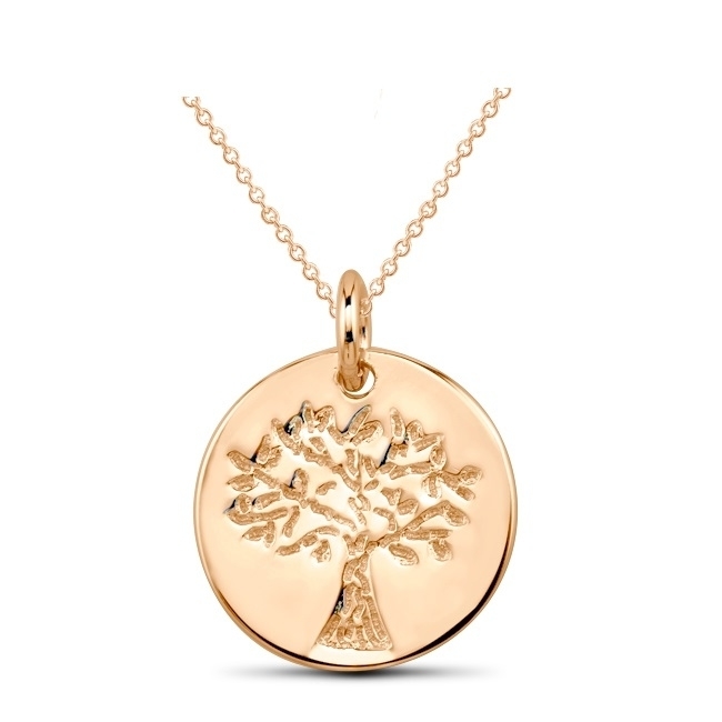 Sterling Silver Tree Of Life Disc Necklace - Gold