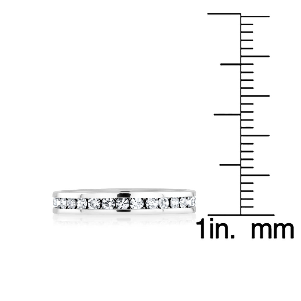 Sterling Silver Finish Crystal Eternity Band Sizes 6-9 Available - Size 7