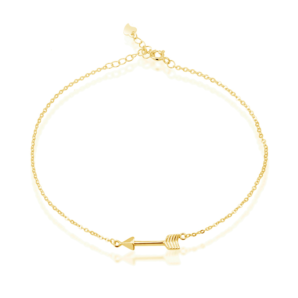Sterling Silver Arrow Anklet - Gold Plated