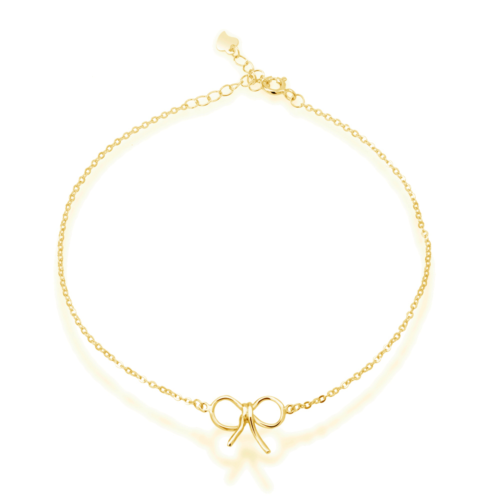 Sterling Silver Bow Anklet - Gold Plated