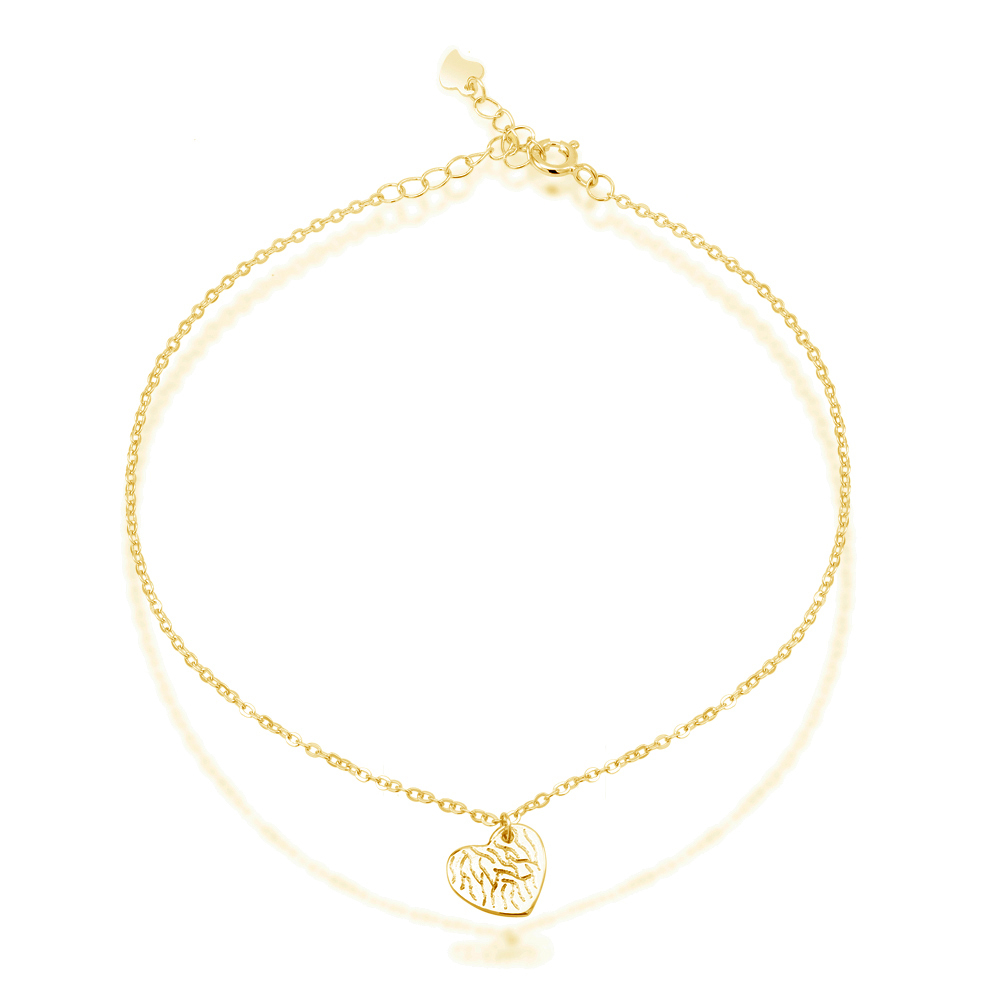 Sterling Silver Heart Anklet - Gold Plated