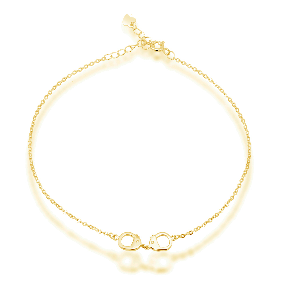 Sterling Silver Handcuffs Anklet - Gold Plated