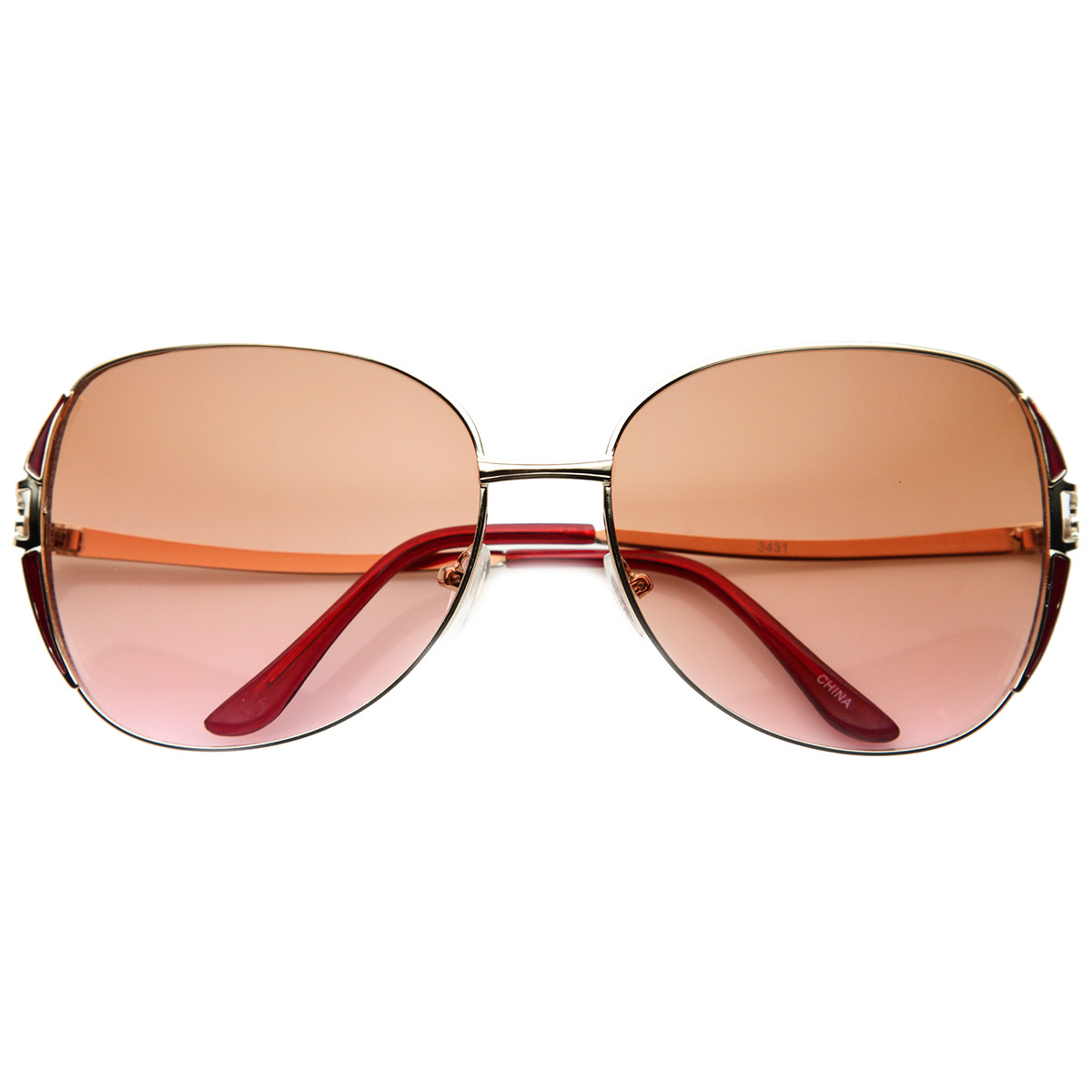Fashion Metal Oversized Square Designer Sunglasses 9733 - Silver Brown-Pink-Fade